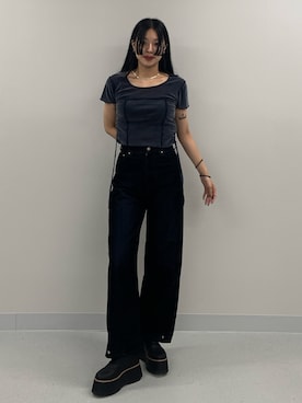 「アイテム（ブーツ）」を使った、成田すみれさん（レディース・171cm）の夏コーディネート