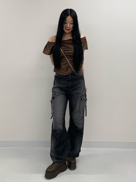 「アイテム（ブーツ）」を使った、成田すみれさん（レディース・171cm）の夏コーディネート