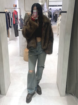 「MURUA（ムルーア）のアイテム（ブルゾン）」を使った、成田すみれさん（レディース・171cm）の秋コーディネート