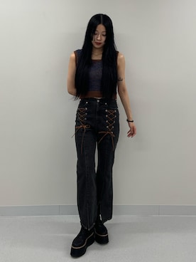 「アイテム（ブーツ）」を使った、成田すみれさん（レディース・171cm）の夏コーディネート