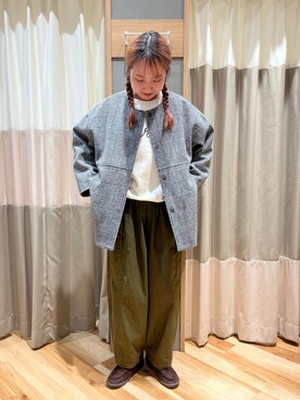 「グレンチェック」｜「アイテム（その他アウター）」を使った、Saさん（レディース・165cm）の秋コーディネート
