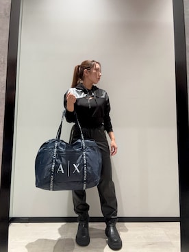 「ARMANI EXCHANGE（アルマーニエクスチェンジ）の【A|X アルマーニ エクスチェンジ】ボリュームソール レザー チェルシーブーツ（ブーツ）」を使った、hnchaさん（レディース・160cm）の秋コーディネート