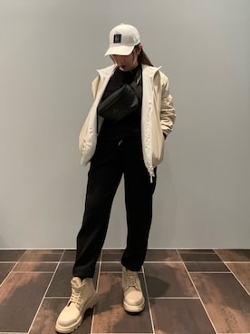 「24ssトレンド」｜「アイテム（ナイロンジャケット）」を使った、hnchaさん（レディース・160cm）の冬コーディネート