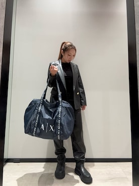 「ARMANI EXCHANGE（アルマーニエクスチェンジ）の【A|X アルマーニ エクスチェンジ】ボリュームソール レザー チェルシーブーツ（ブーツ）」を使った、hnchaさん（レディース・160cm）の秋コーディネート