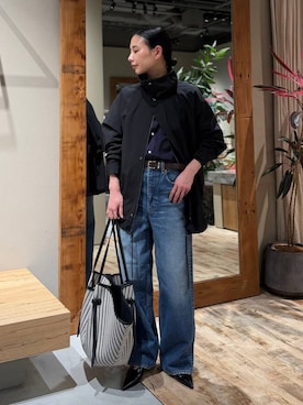 「アイテム（ベルト、グレー系）」を使った、FUMIさん（レディース・162cm）の冬コーディネート