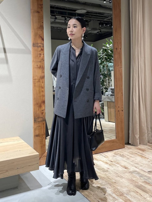 極美品 カオス Chaos バンドカラー ロングシャツワンピース グレー ウール 極美品 カオス Chaos バンドカラー ロングシャツワンピース