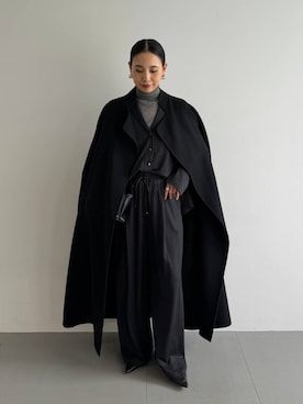 「アイテム（ノーカラーコート）」を使った、FUMIさん（レディース・162cm）の秋コーディネート