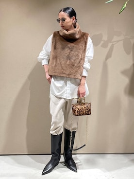 「アイテム（ポンチョ）」を使った、FUMIさん（レディース・162cm）の夏コーディネート