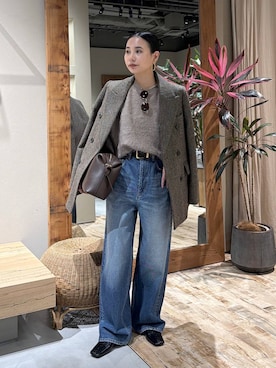 「Chaos（カオス）のChaos(カオス)/◆WHY NOT NOW◆リバーランチデニム（デニムパンツ）」を使った、FUMIさん（レディース・162cm）の秋コーディネート