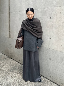「Chaos（カオス）のChaos(カオス)/◆elegancese◆別注カシミヤストール（ストール/ショール）」を使った、FUMIさん（レディース・162cm）の秋コーディネート