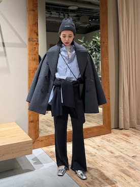 「アイテム（ピーコート）」を使った、FUMIさん（レディース・162cm）の秋コーディネート