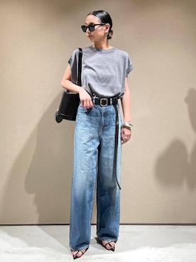 「Chaos（カオス）のChaos(カオス)/◆WHY NOT NOW◆リバーランチデニム（デニムパンツ）」を使った、FUMIさん（レディース・162cm）の夏コーディネート