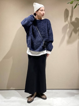 「Chaos（カオス）のアイテム（帽子）」を使った、FUMIさん（レディース・162cm）の冬コーディネート
