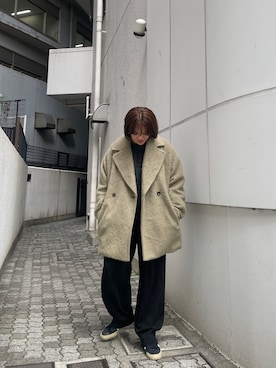 「ミドル丈コート」｜「アイテム（ジャケット/アウター）」を使った、井坪夢さん（レディース・168cm）の秋コーディネート