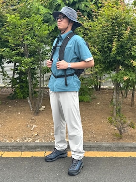 「Columbia（コロンビア）のアイテム」を使った、コロンビア公式さん（メンズ・173cm）の夏コーディネート