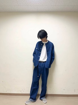 「アイテム（デニムジャケット）」を使った、佐藤　壮留さん（メンズ・175cm）の夏コーディネート