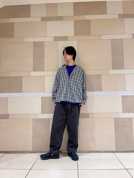 「アイテム（パープル系）」を使った、佐藤　壮留さん（メンズ・175cm・10代）の夏コーディネート