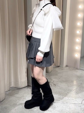 「お正月・初詣コーデ」｜「アイテム（ブーツ）」を使った、Moeさん（レディース・156cm）の冬コーディネート