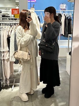 「one after another NICE CLAUP（ワンアフターアナザーナイスクラップ）のアイテム（ムートンコート）」を使った、Moeさん（レディース・156cm）の冬コーディネート