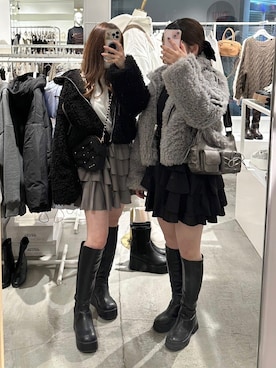 「one after another NICE CLAUP（ワンアフターアナザーナイスクラップ）のアイテム（ブルゾン）」を使った、Moeさん（レディース・156cm）の冬コーディネート