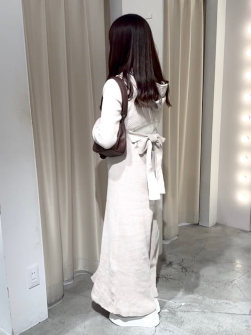 セール】肌見せ/フード付きロングニットワンピース（ワンピース）｜one