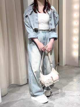 「one after another NICE CLAUP（ワンアフターアナザーナイスクラップ）のアイテム（デニムジャケット）」を使った、Moeさん（レディース・156cm）の秋コーディネート