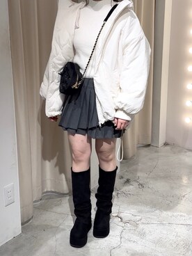 「one after another NICE CLAUP（ワンアフターアナザーナイスクラップ）のアイテム（ダウンジャケット/コート）」を使った、Moeさん（レディース・156cm）の冬コーディネート