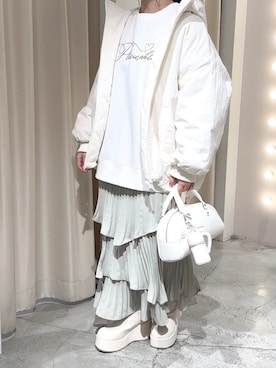 「one after another NICE CLAUP（ワンアフターアナザーナイスクラップ）のアイテム（スウェット）」を使った、Moeさん（レディース・156cm）の冬コーディネート