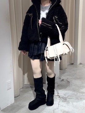 「one after another NICE CLAUP（ワンアフターアナザーナイスクラップ）のアイテム（ブルゾン）」を使った、Moeさん（レディース・156cm）の冬コーディネート