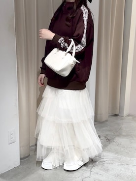 「one after another NICE CLAUP（ワンアフターアナザーナイスクラップ）のアイテム（スウェット）」を使った、Moeさん（レディース・156cm）の秋コーディネート