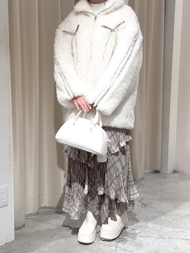 「one after another NICE CLAUP（ワンアフターアナザーナイスクラップ）のアイテム（ブルゾン）」を使った、Moeさん（レディース・156cm）の冬コーディネート