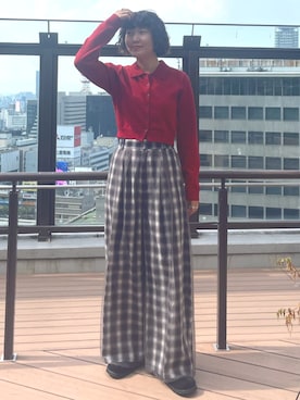 「アイテム（スリッポン）」を使った、濵中　心さん（レディース・162cm）の夏コーディネート