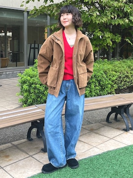 「アイテム（スリッポン）」を使った、濵中　心さん（レディース・162cm）の秋コーディネート