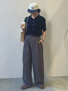「アイテム（チノパンツ）」を使った、濵中　心さん（レディース・162cm）の夏コーディネート