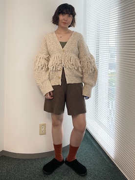 「アイテム（スリッポン）」を使った、濵中　心さん（レディース・162cm）の秋コーディネート