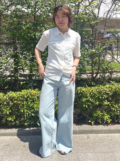 リネン混ハーフスリーブポロカーデ