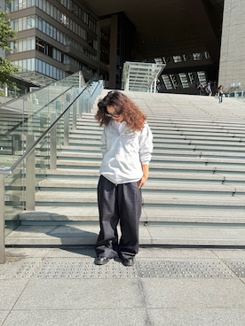 「tk.TAKEO KIKUCHI（ティーケータケオキクチ）のアイテム（トップス）」を使った、有里さん（レディース・156cm）の夏コーディネート
