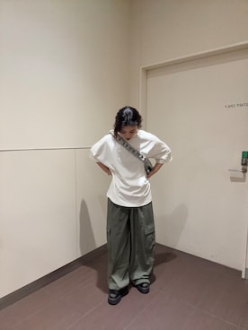 「tk.TAKEO KIKUCHI（ティーケータケオキクチ）のアイテム（バッグ）」を使った、有里さん（レディース・156cm）の夏コーディネート