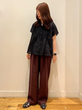 「URBAN RESEARCH DOORS（アーバンリサーチドアーズ）のコットンレース切替ブラウス（シャツ/ブラウス、ブラック系）」を使った、Rikoさん（レディース・162cm）の夏コーディネート
