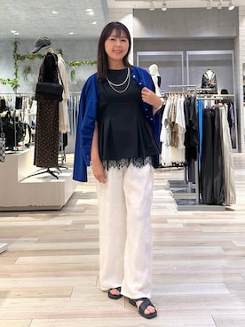 「LEPSIM（レプシィム）のステンレスロングアレンジネックレス　587102（ネックレス、シルバー系）」を使った、sankichi1346さん（レディース・159cm）の夏コーディネート