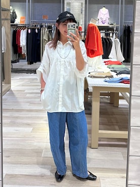 「LEPSIM（レプシィム）の【NEW ERA】コットンフラックスキャップ　617079（キャップ、ブラック系）」を使った、sankichi1346さん（レディース・159cm）の春コーディネート