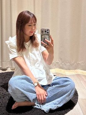 「LEPSIM（レプシィム）のイージーデニムパンツ　630150（デニムパンツ、ブルー系）」を使った、sankichi1346さん（レディース・159cm）の春コーディネート