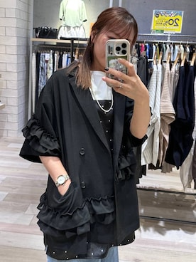 「LEPSIM（レプシィム）のスムースベーシックT2　639421（Tシャツ/カットソー、ホワイト系）」を使った、sankichi1346さん（レディース・159cm）の春コーディネート