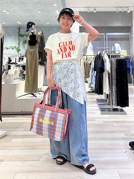 「LEPSIM（レプシィム）の【NEW ERA】コットンフラックスキャップ　617079（キャップ、ブラック系）」を使った、sankichi1346さん（レディース・159cm）の春コーディネート