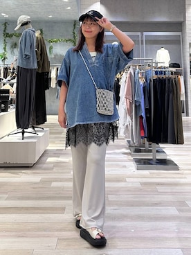 「LEPSIM（レプシィム）の【NEW ERA】コットンフラックスキャップ　617079（キャップ、ブラック系）」を使った、sankichi1346さん（レディース・159cm）の春コーディネート