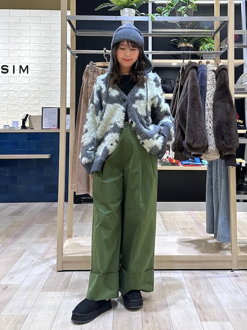 5ゲージ柄シャギーVカーディガン 606406（カーディガン/ボレロ