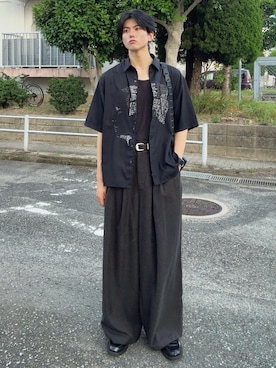 「SINSS（シンス）のアイテム（トップス）」を使った、そらさん（メンズ・181cm）の夏コーディネート