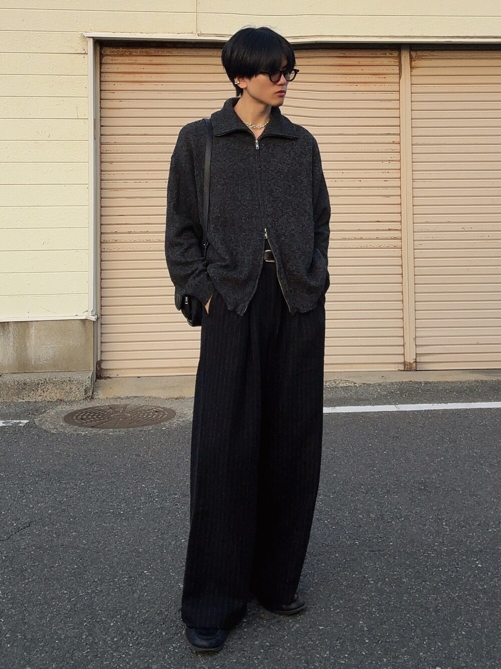 SINSS（シンス）の「Flannel two tuck wide striped slacks