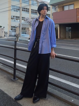 「SINSS（シンス）のアイテム（スラックス）」を使った、そらさん（メンズ・181cm）の春コーディネート