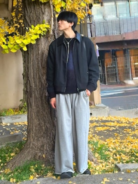 「アイテム（スウェットパンツ）」を使った、そらさん（メンズ・181cm）の秋コーディネート